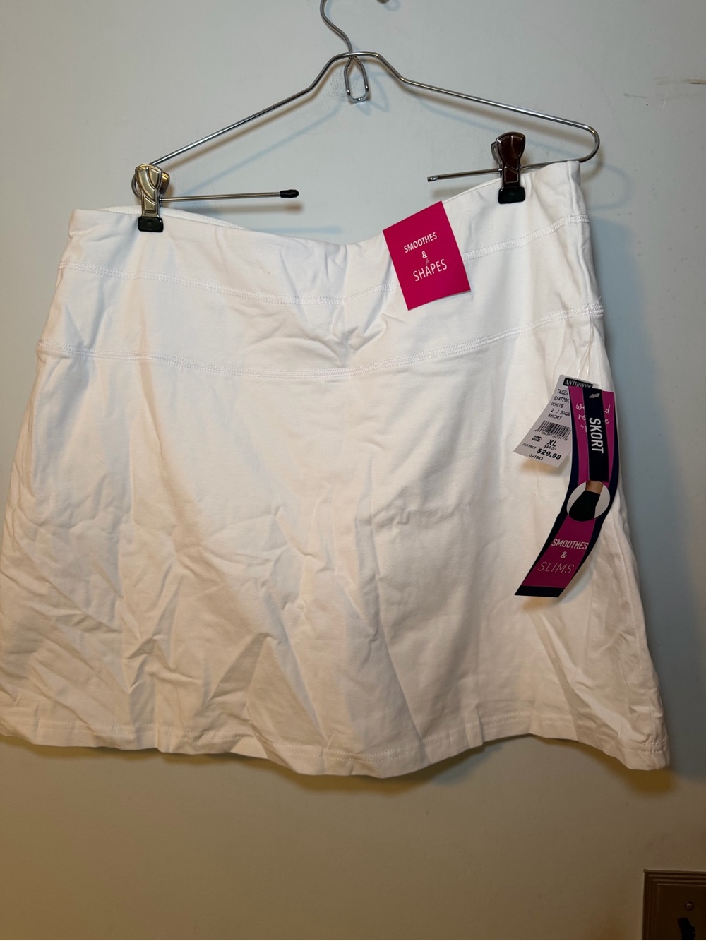Teez-Her Weekend Routine White Skort XL NWT Smoothing & Slimming Pull-On